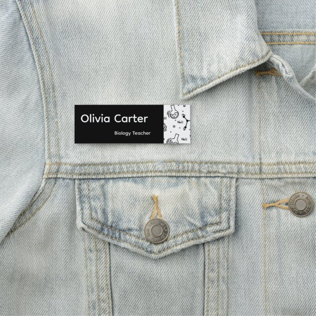 Porte-nom Modern Biology Teacher Custom Science Teacher  (En situation)