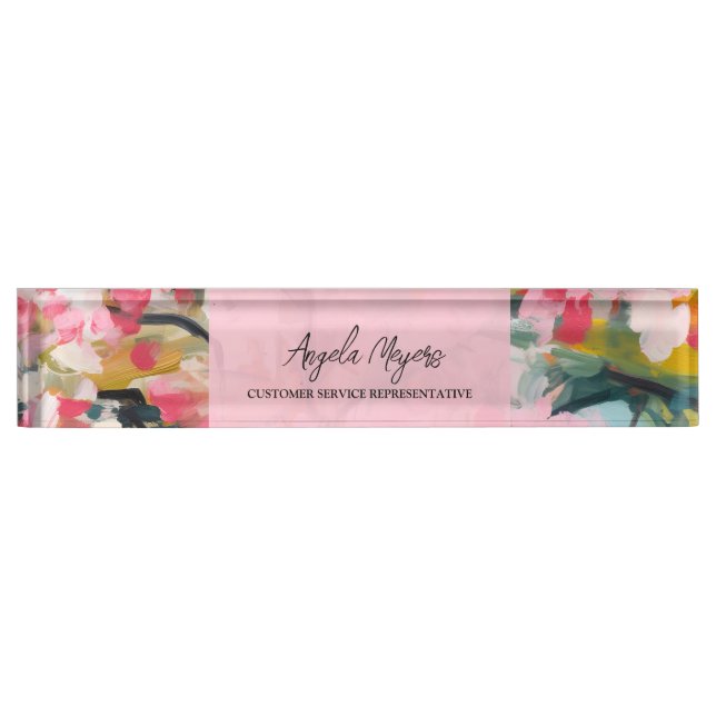 Porte-nom Modern Botanical Abstract Floral Personalized (Devant)