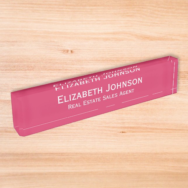 Porte-nom Modern Dark Pink Professional Business Executive (Modern Dark Pink Professional Business Executive Desk Name Plate)