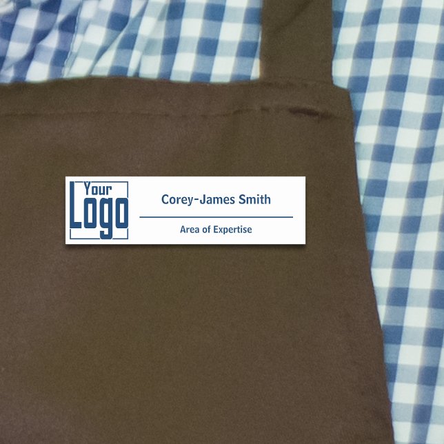 Porte-nom Modern Logo Expertise Classic White Blue (Modern Logo Expertise Classic White Blue Name Tag)