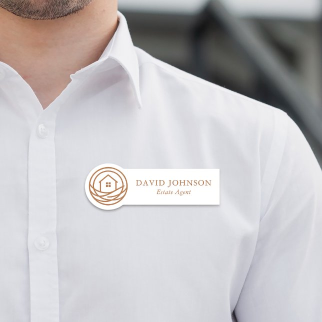 Porte-nom Modern Professional Warm Real Estate Agent (Modern Professional Warm Real Estate Agent Name Tag)