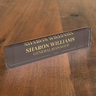 Porte-nom Modern Professionnel Brown Gold Office Titre