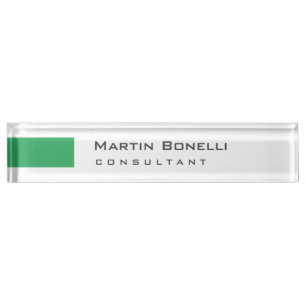 Porte-nom Moderne Blanc Vert Simple Consultant