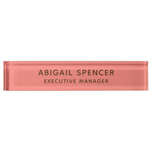 Porte-nom Moderne Classy Professionnel Coral Rose