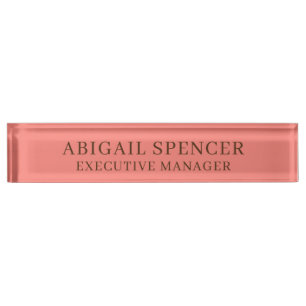 Porte-nom Moderne Classy Professionnel Coral Rose