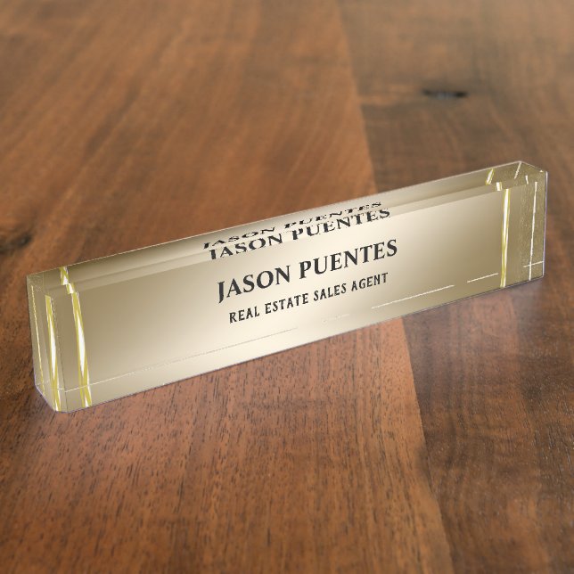 Porte-nom Moderne élégant et doré (Taille)