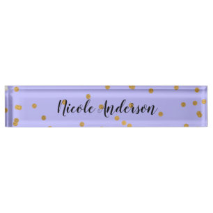 Porte-nom Moderne Glamour Noir & Or Coup de Pinceau Rayure C