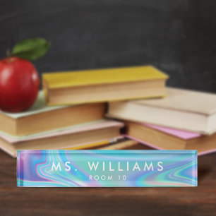 Porte-nom Moderne + Joli Faux Iridescente Professeur