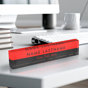 Porte-nom Moderne minimaliste élégant Simple Demi Noir Rouge
