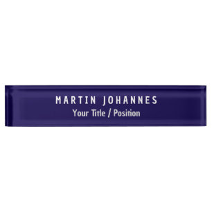 Porte-nom Moderne minimaliste Plain élégant bleu foncé