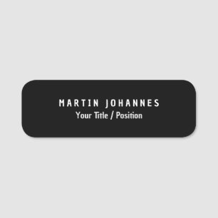 Porte-nom Moderne minimaliste Plain Élégant noir & blanc