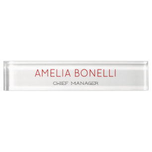 Porte-nom Moderne minimaliste Professionnel Plain Blanc Roug