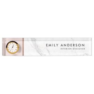 PORTE-NOM MODERNE MODERNE TEXTURE EN MARBRE D'OR ROSE ROSE R