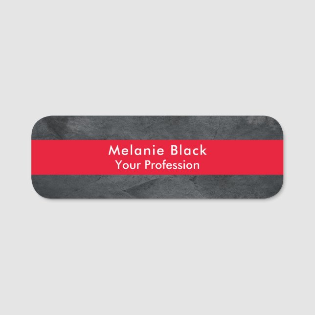 Porte-nom Moderne professionnel gris rouge élégant tendance (Devant)