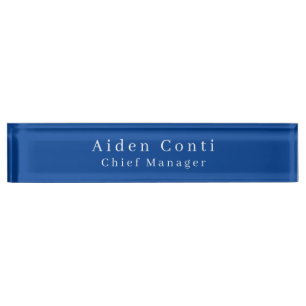Porte-nom Moderne Simple Plat Bleu Profond Minimaliste