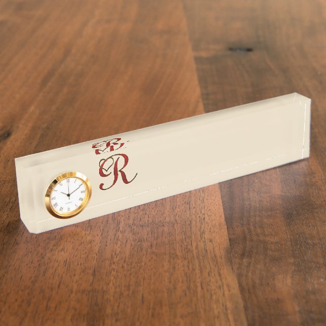 Porte-nom MONOGRAM R Lettre Nom Destinée Cardiaque Destinée  (Taille)