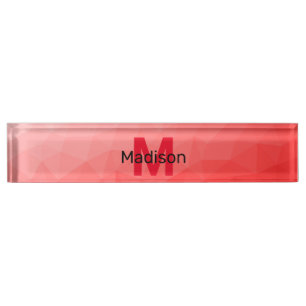 Porte-nom Monogramme à motif de maille géométrique à dégradé