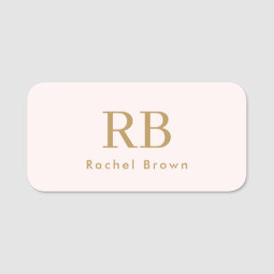 Porte-nom Monogramme Blush Pink Gold Feminine Minimaliste