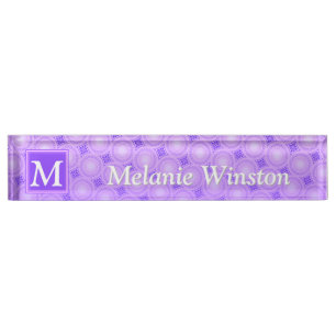 Porte-nom Monogramme cercles violets motif