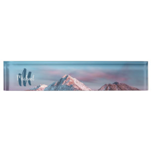 Porte-nom Monogramme de ciel magique montagne Storžič Slovén