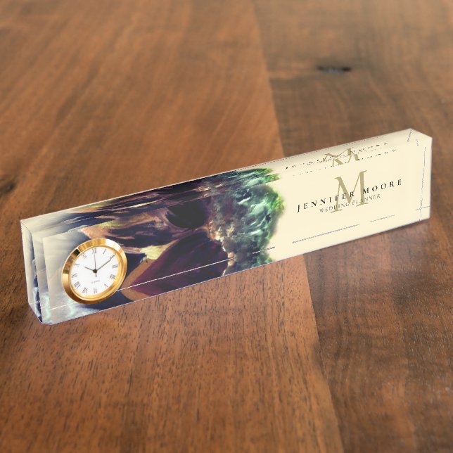 Porte-nom Monogramme de peinture florale Dahlia (Taille)