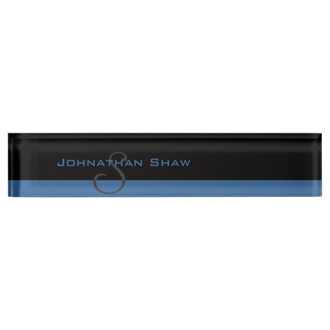 Porte-nom Monogramme fait sur commande 5 (bleu) (Devant)