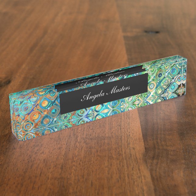 Porte-nom Monogramme féminin Abstrait (Taille)