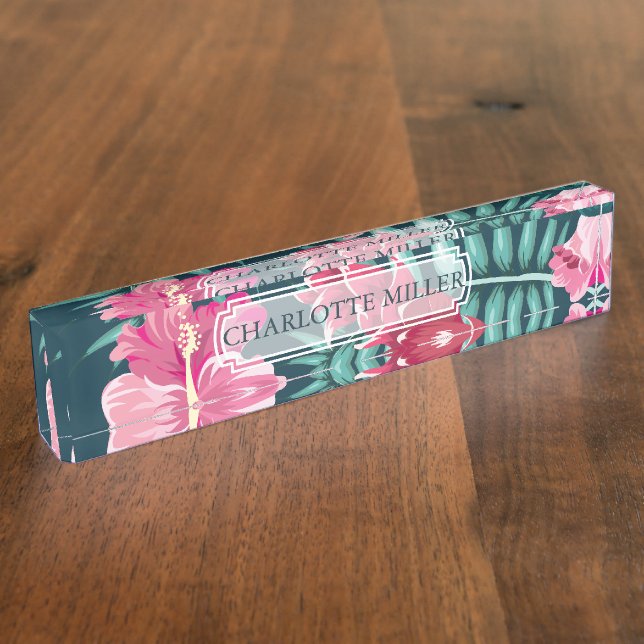 Porte-nom Monogramme floral d'été exotique (Taille)