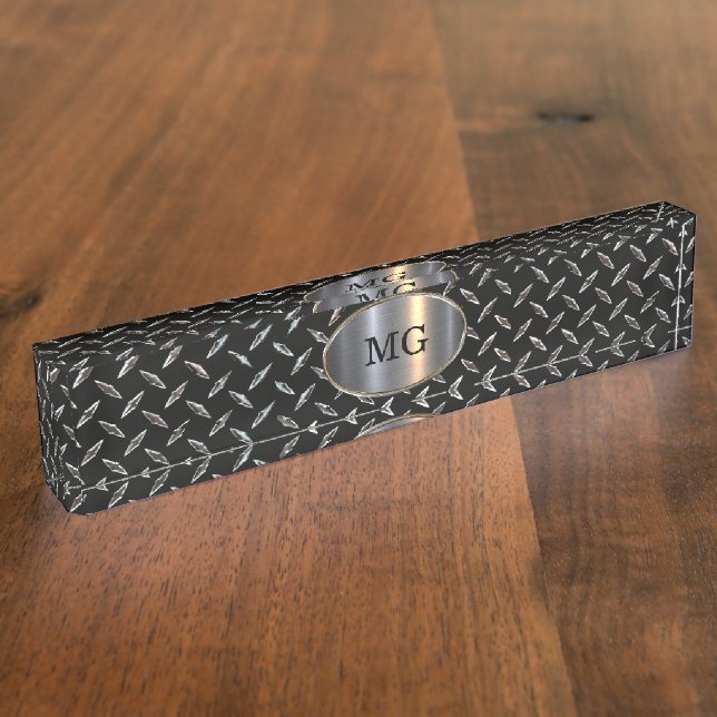 Porte-nom Monogramme masculin Cool de l'exposition Métalliqu (Taille)