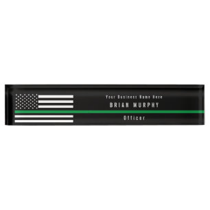 Porte-nom Monogramme mince militaire de drapeau américain d
