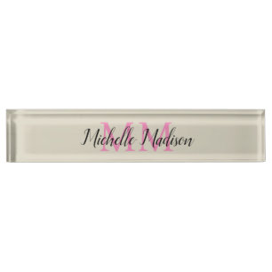 Porte-nom Monogramme Moderne Calligraphie Nom Initiales
