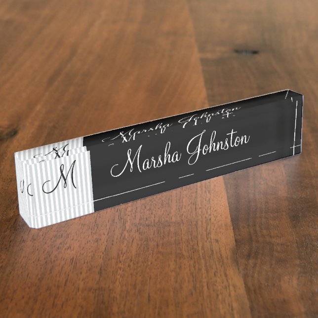 Porte-nom Monogramme moderne chic (Taille)