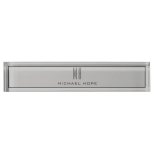 Porte-nom Monogramme moderne Initiales Professional Plain Si