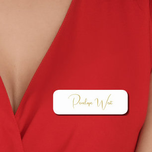 Porte-nom Monogramme moderne minimaliste blanc Script élégan
