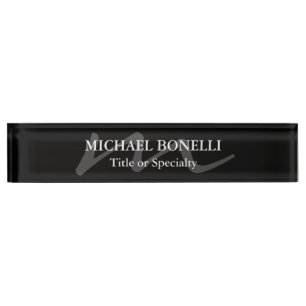 Porte-nom Monogramme moderne tendance initial professionnel