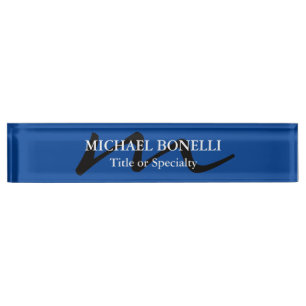 Porte-nom Monogramme moderne tendance initial professionnel