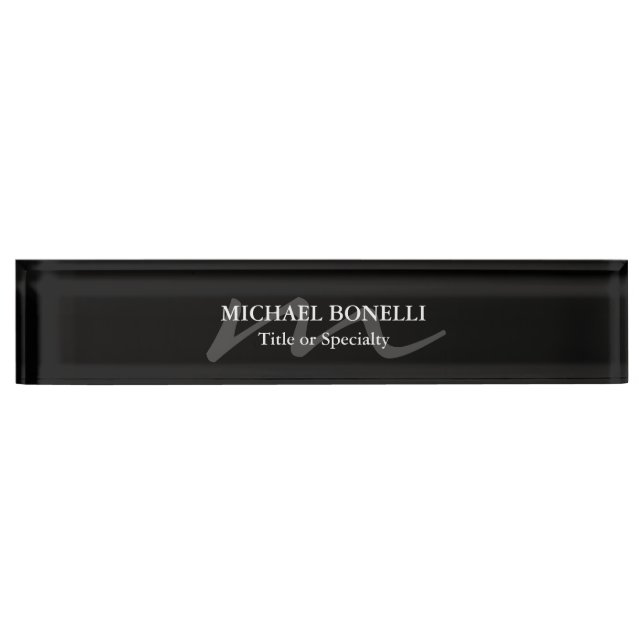 Porte-nom Monogramme moderne tendance initial professionnel  (Devant)