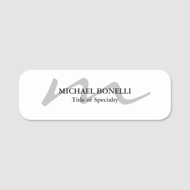 Porte-nom Monogramme moderne tendance professionnel initial (Devant)
