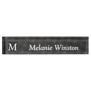Porte-nom Monogramme motif des cercles de charbon