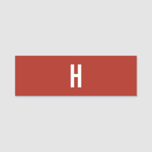 Porte-nom Monogramme Nom Initiales Minimaliste Brique Rouge