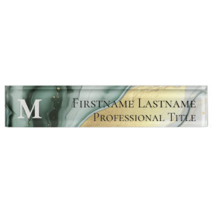 Porte-nom Monogramme Personnalisé Élégant Marbre Moderne Acr