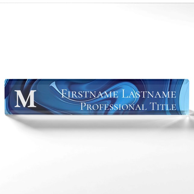 Porte-nom Monogramme personnalisé Élégant Moderne Acrylique  (Devant)