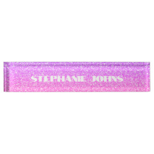 Porte-nom Monogramme rose or Rose Glitt Nom personnalisé Coo