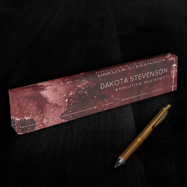 Porte-nom Moody Agate | Henné sang rouge grenat bijou ton (Créateur téléchargé)