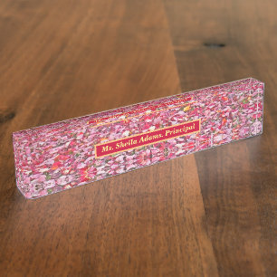 PORTE-NOM MOQUETTE DE FEUILLES ROUGES FALLEN / PERSONNALISER