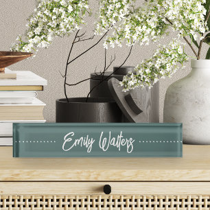 Porte-nom Moss Green Sketted Cursive Script