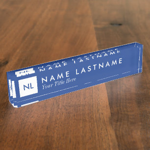 Porte-nom Mot de de bureau blanc monogramme