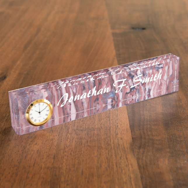 Porte-nom Motif Abstrait en pierre minérale rouge (Taille)