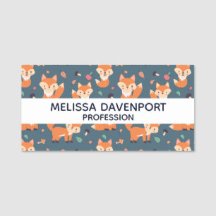 Porte-nom Motif animal du renard orange