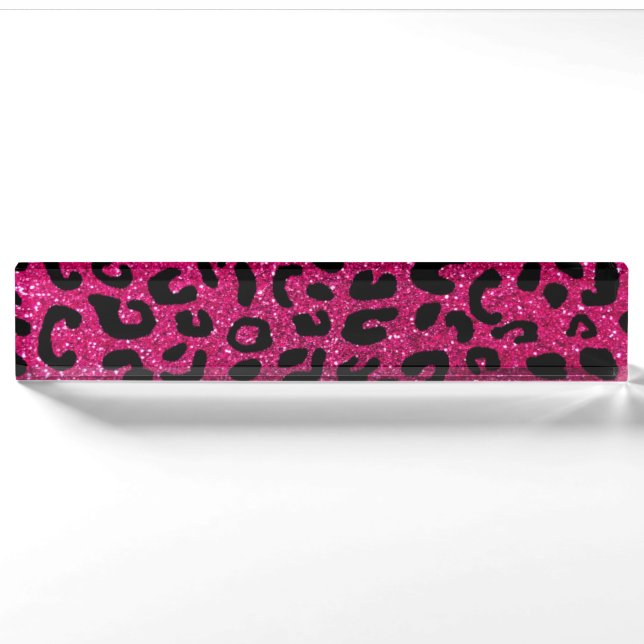 Porte-nom Motif au néon d'impression de guépard de roses (Devant)